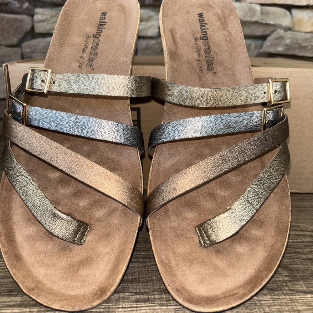 Walking Cradles Leather Sandals Penelope Rose Gold W-137501 Women's 10 M  New